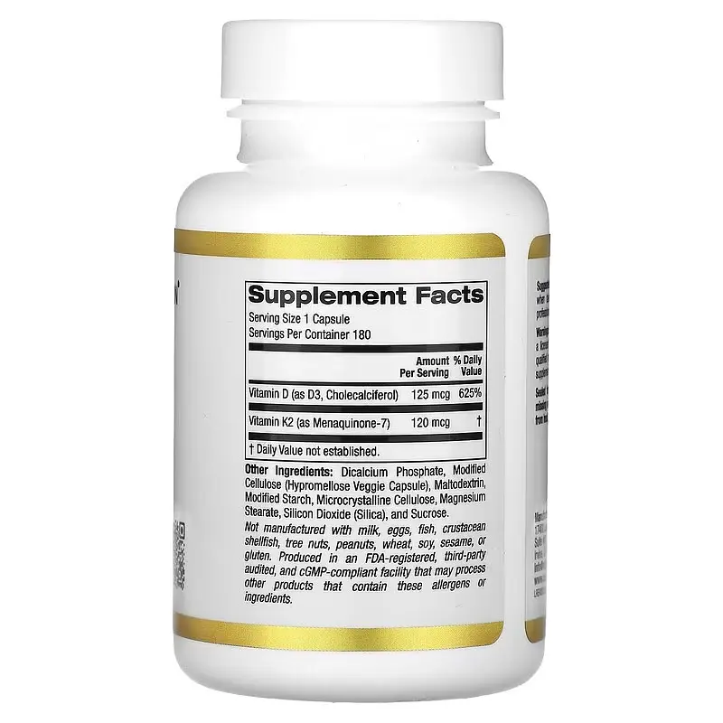 Витамин D3+K-2 Vitamin D3+K2 180 капсул CGN vit0006375 - фото 2