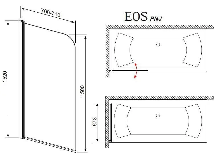 Шторка для ванни Radaway Eos PNJ 50 205102-101R права - фото 4