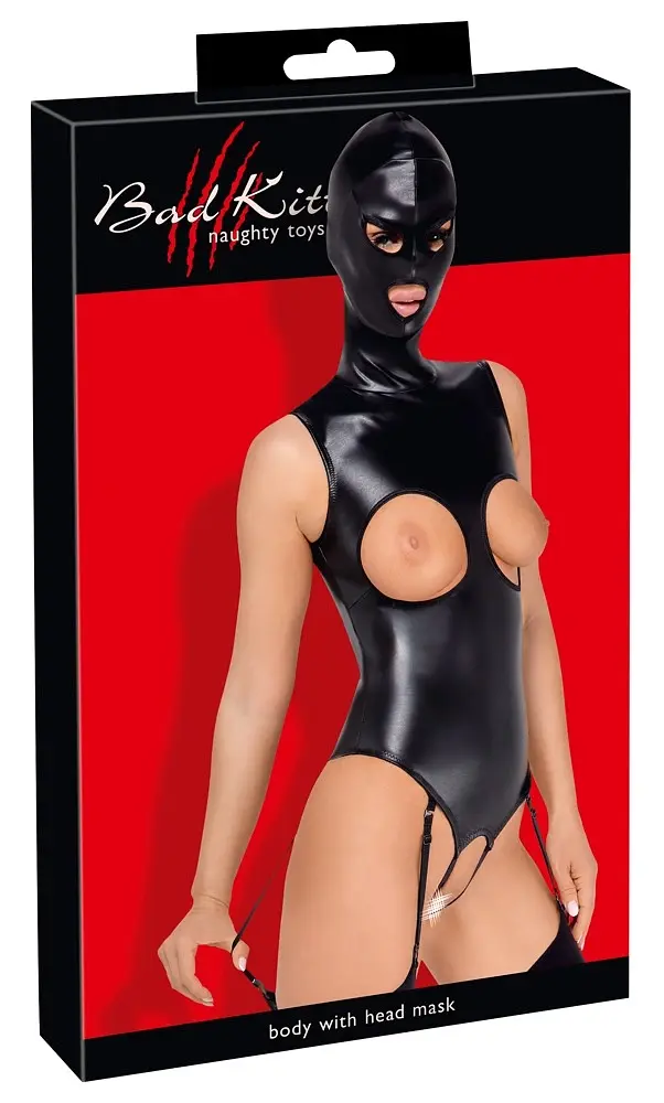 Костюм БДСМ Bad Kitty Naughty Toys Body With Head Mask M чорний - фото 4