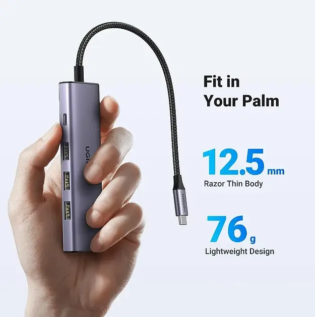 USB-хаб Ugreen USB-C to HDMI + 3 x USB 3.0 + PD Power Port Space Grey (UGR-15596) - фото 7