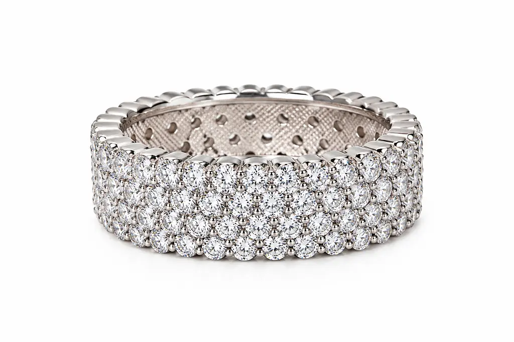 Жіноча каблучка з білого золота з муасанітами К-0825 19.5 - фото 3