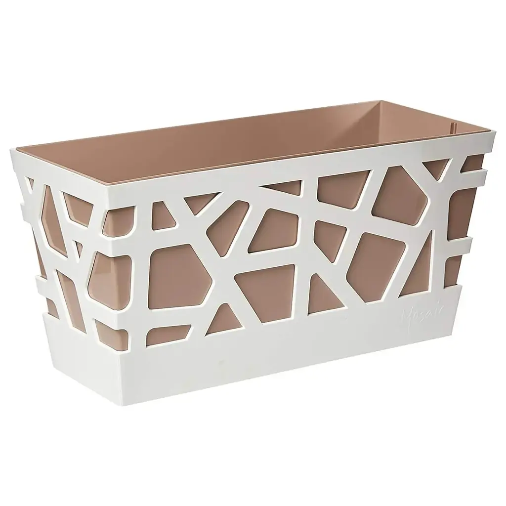 Вазон Idel Flowerbox, 40 см, коричневий з білим (730027)