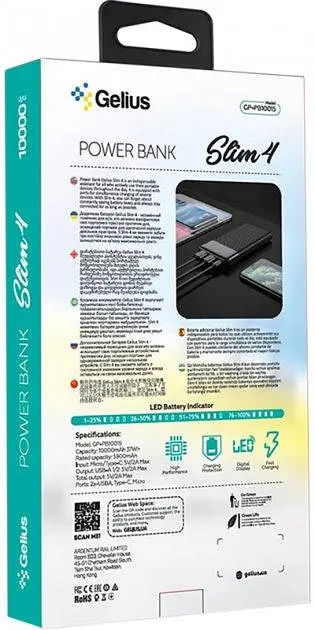 Портативна батарея Power Bank Gelius Pro Slim 4 GP-PB10015 10000 mAh Black - фото 8