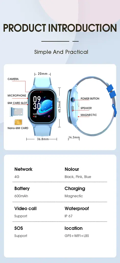 Дитячий смарт-годинник Wonlex CT26 Ultra Small компактні годинник-телефон з відеодзвінком GPS і SIM Pink (19146) - фото 7