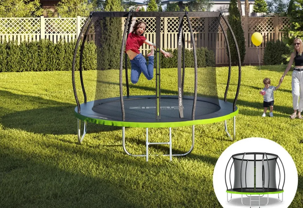 Батут із внутрішньою сіткою Zipro Jump Pro Premium 8 футів 252 см чорно-зелений (5902659843180) - фото 2