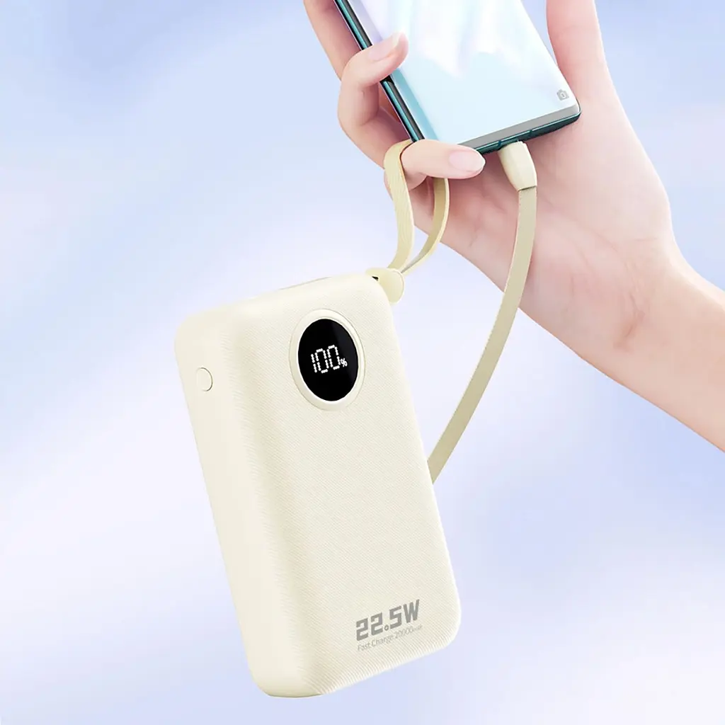 Універсальна мобільна батарея Dudao 20000mAh K14+ 22,5W PD,QC USB-A,USB-C In/Out,with built-in USB-C/Lightning cables Білий - фото 4