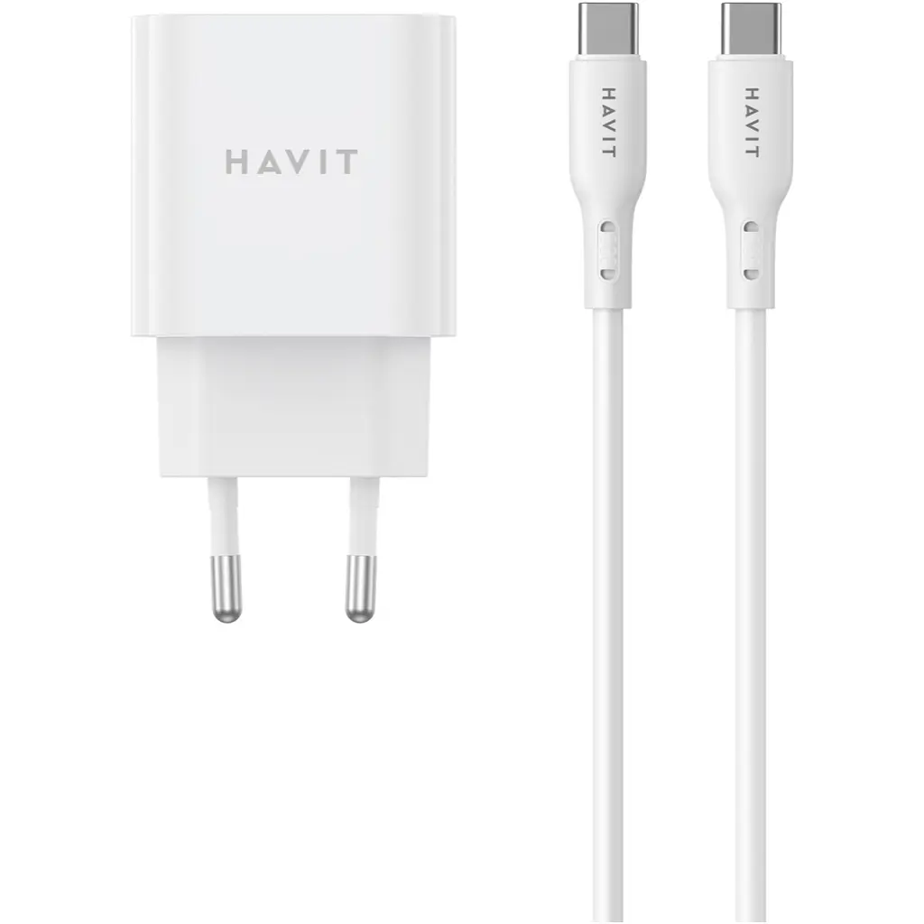 Зарядний пристрій HAVIT ST934 20W USB-C з кабелем USB-C - USB-C (HV-ST934-WH) - фото 3