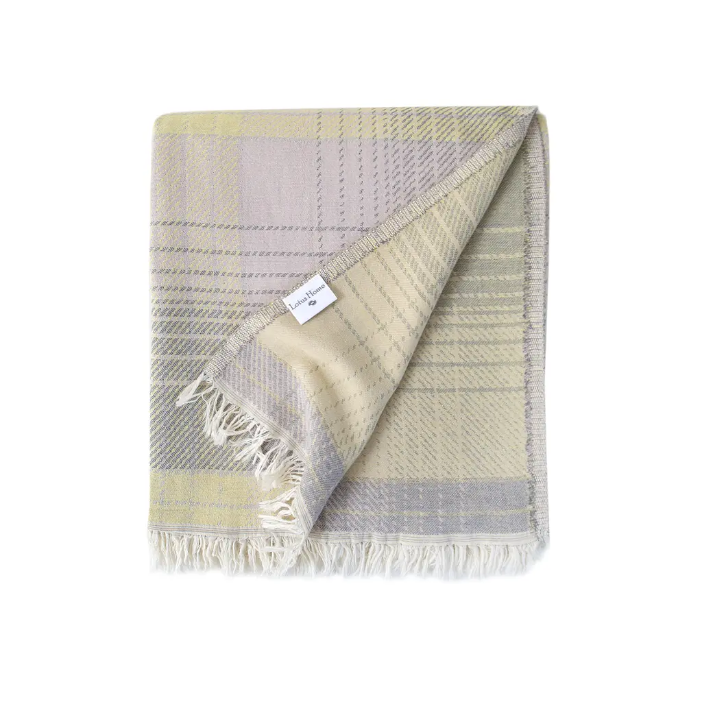 Покрывало Lotus Home - Checked Madras серый 190x225 - фото 3