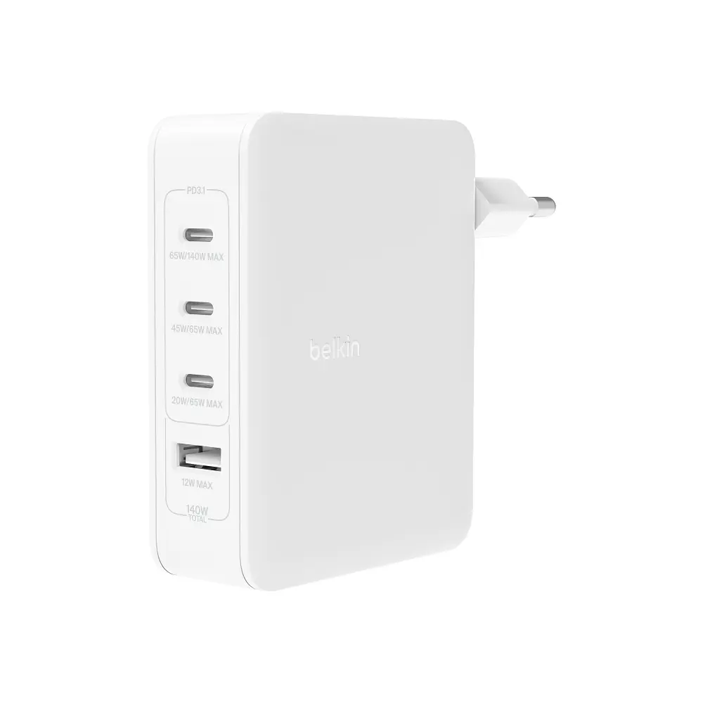Зарядний пристрій мережевий Belkin 140Вт 3хUSB-С GAN PD PPS, USB-A, білий - фото 7