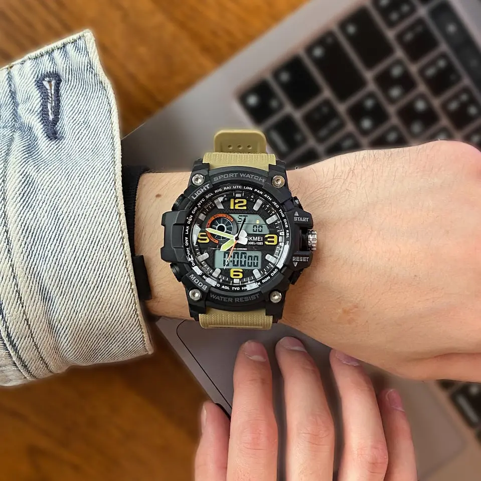 Чоловічий наручний годинник 1283 Black-Khaki Wristband. Skmei acs0030823 - фото 3