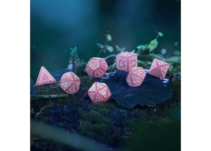 Набор кубиков Elvish Shimmering pink & White Dice Set , 7 шт. (SELV11) - фото 4