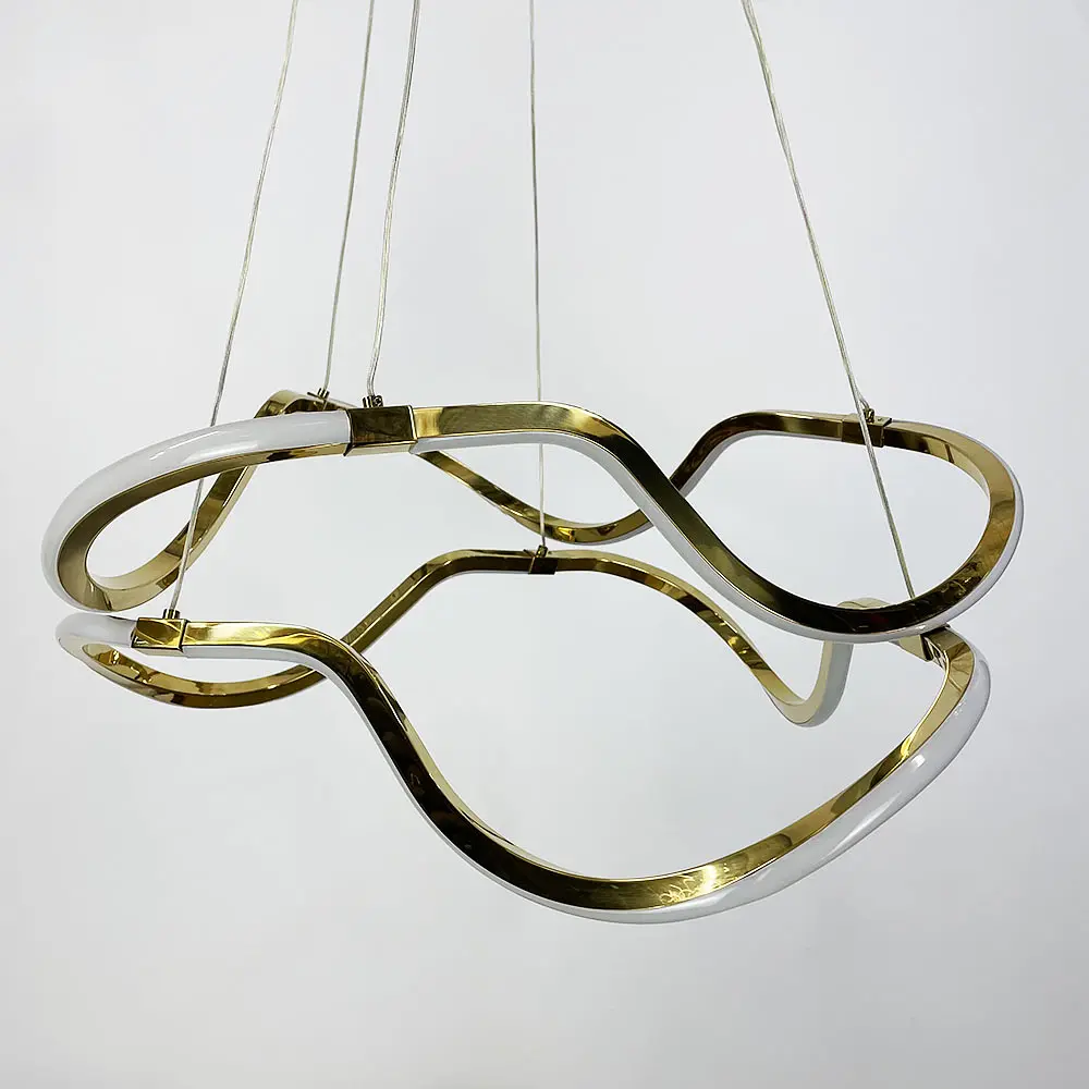 Золотая люстра с двумя волнообразными кольцами d70 см Ст. Y 405-700+700 GD Line F - фото 7