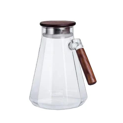 Кувшин для напитков 1.7 л с ручкой и бамбуковой крышкой Прозрачный Yiwu 64486-72 - фото 2
