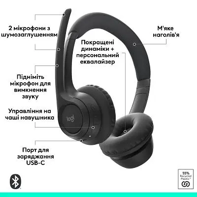 Навушники Logitech Zone 305 for Business Bluetooth Black (981-001458) - фото 5