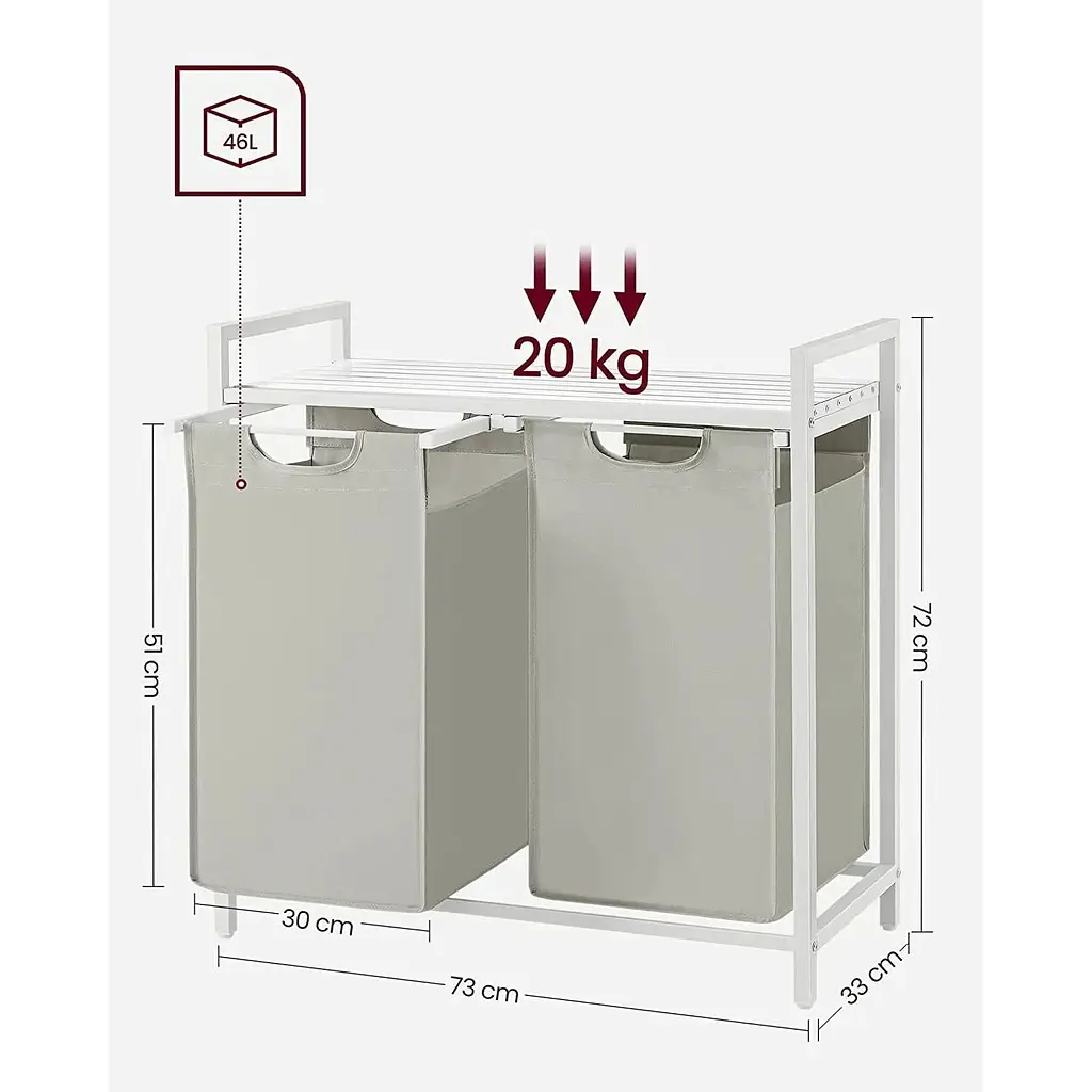 Корзина для белья Leobert Chariot с двумя отделениями 2x46 л белая - фото 5