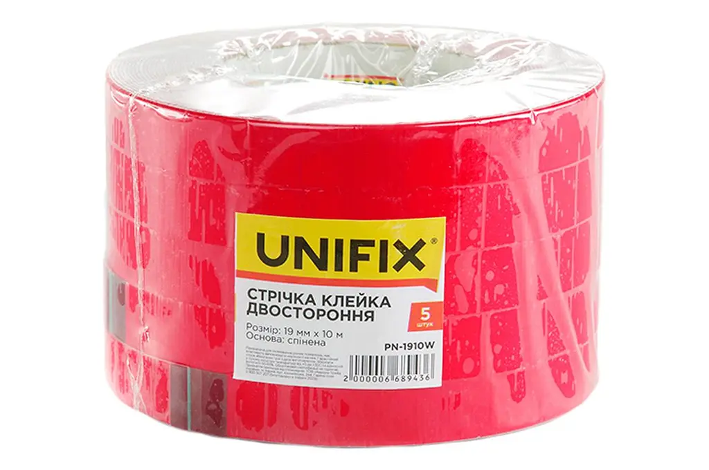 Скотч двосторонній універсальний Unifix 19 мм x 10 м спінена біла - фото 2