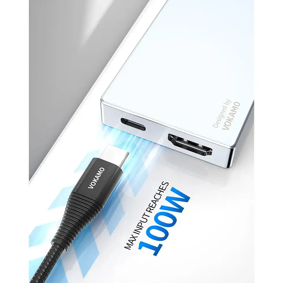 USB адаптер Vokamo HT2 6 в 1 HUB із вбудованим шнуром Type-C - фото 9