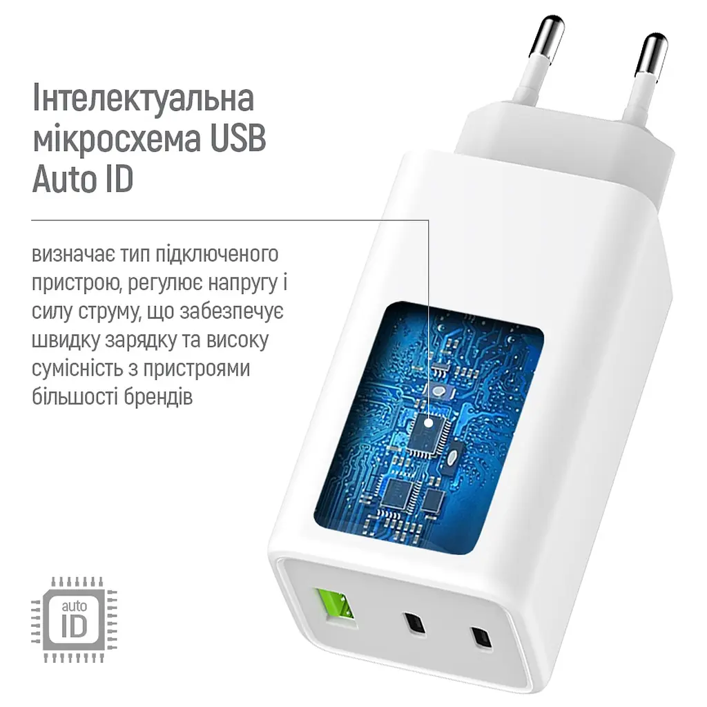 Зарядний пристрій ColorWay C101B GaN Mini 100 Вт PD PPS 2xUSB-C + USB-A білий (CW-CHS061PD-WT) - фото 2