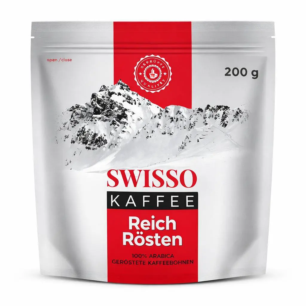 Кава розчинна сублімована Swisso Kaffee Reich Rоsten Instant 100% Арабіка 200 г (дойпак)