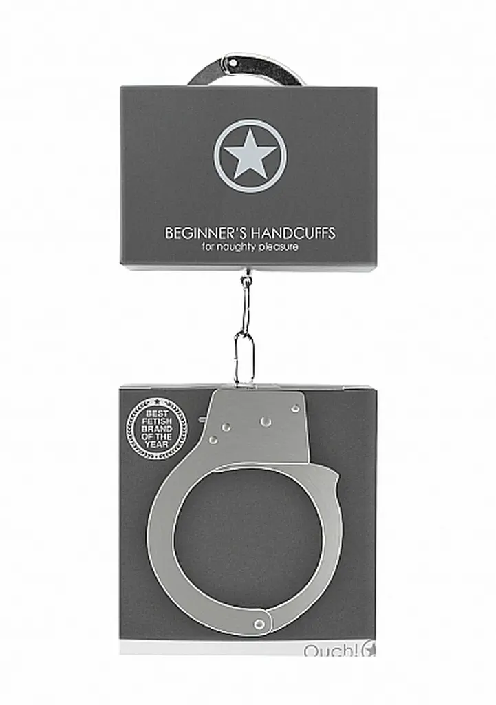Металеві наручники Ouch! Beginner's Handcuffs срібного кольору - фото 2