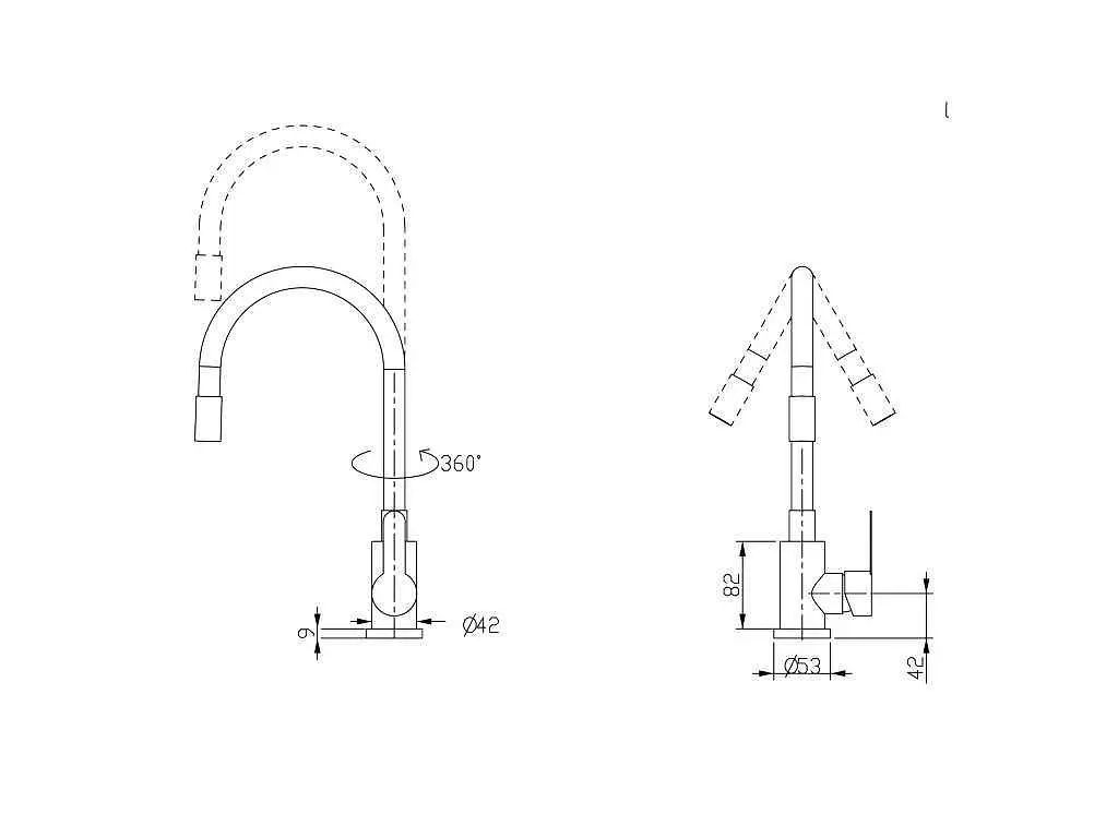 Змішувач Brinex на мийку сірий Pure 015F3 (k35) з гнучким виливом BRIPUR015F3NKG - фото 2
