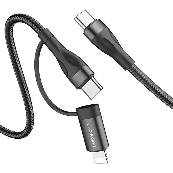 Кабель Borofone BX61 Type-C to Type-C+iP 3A 60W Black - фото 2