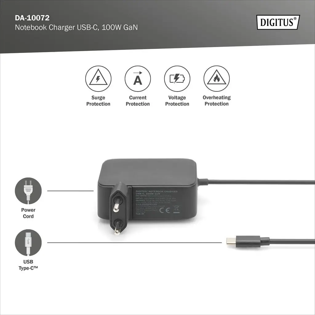 Блок питания к ноутбуку Digitus 100W USB-C GaN (DA-10072) - фото 5