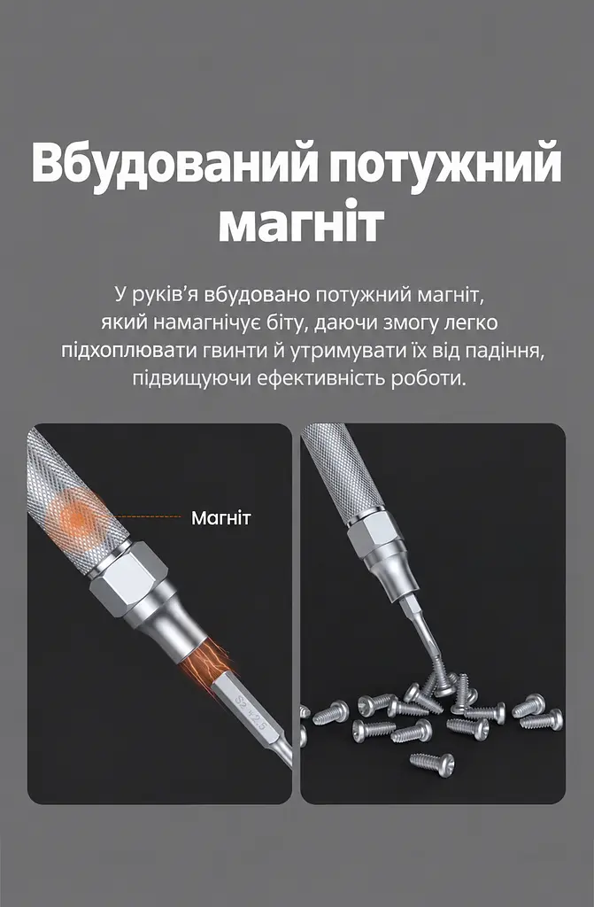 Набір прецизійних викруток для ремонту електроніки UGREEN UT110 1 руків’я 1 подовжувач 36 біт 10 типів магнітне утримання (15354) - фото 6