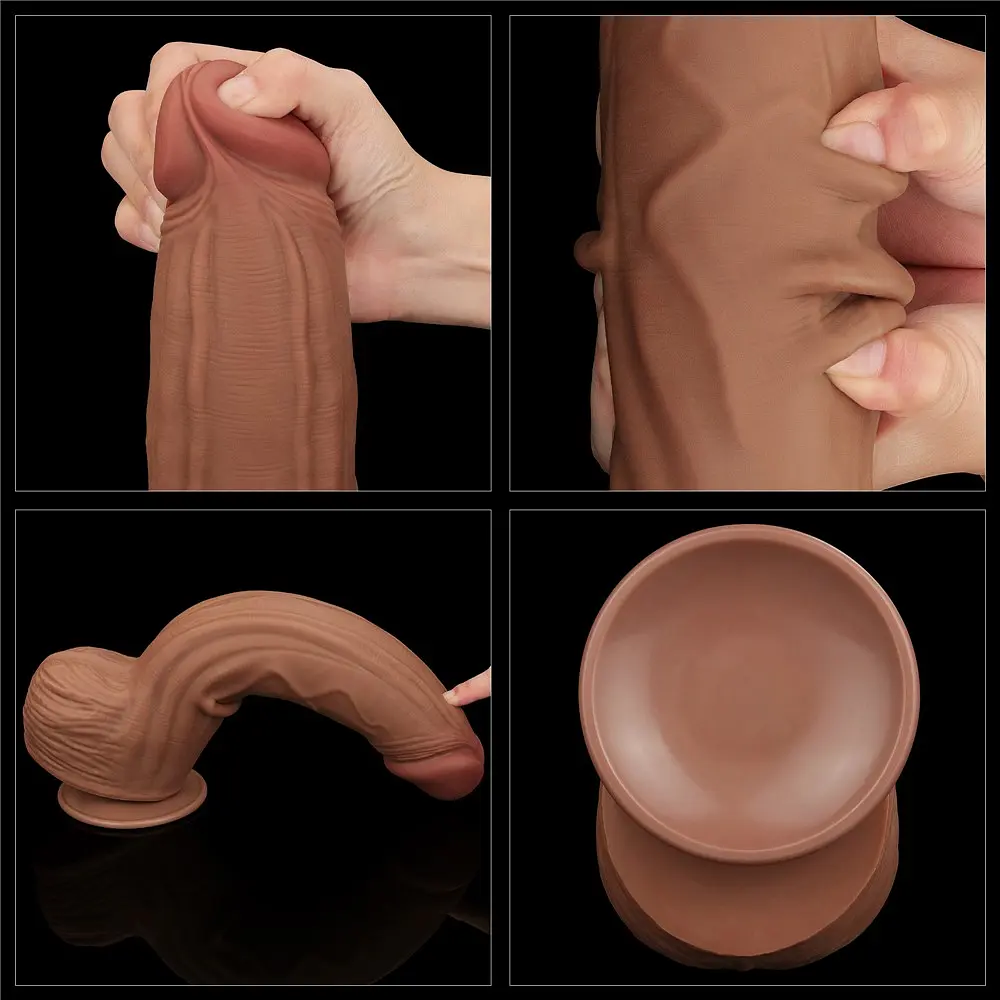 Фалоімітатор LoveToy Sliding-Skin Dual Layer Dong King Sized 31 см коричневий - фото 20