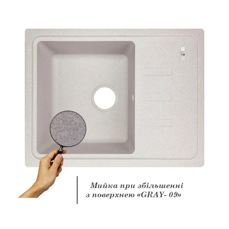 Кухонная мойка Lidz 620x435/200 GRA-09 (LIDZGRA09620435200) - фото 2