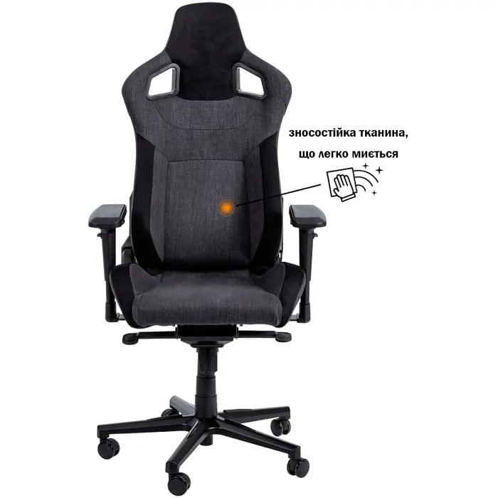 Геймерське крісло GT Racer чорне з темно-сірим (X-8005 Dark Gray/Black Suede) - фото 5