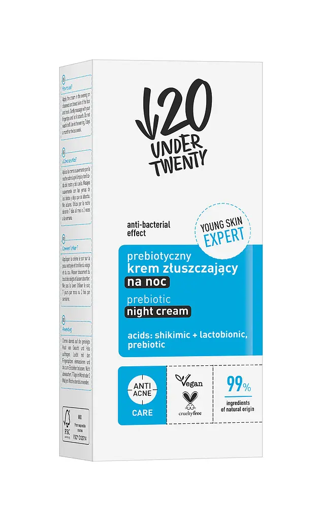 Пробіотичний відлущувальний крем на ніч Under Twenty Anti Acne Prebiotic Night Cream 50 мл - фото 2