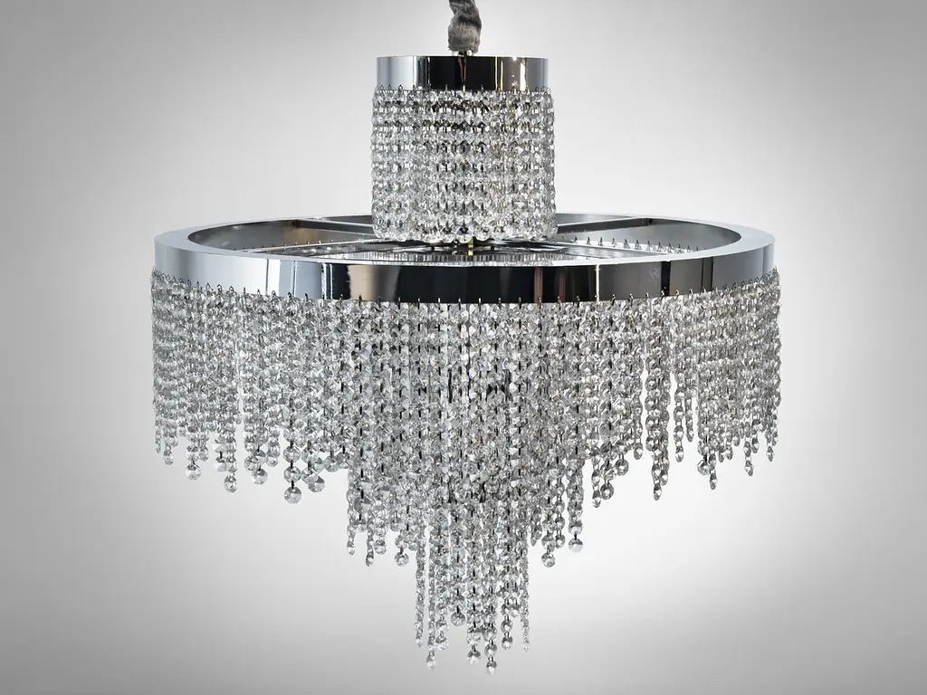 Підвісна кришталева люстра Diasha 376-600CH LED-модель, 125 Вт, діаметр 59 см з ефектним каскадом кристалів - фото 5