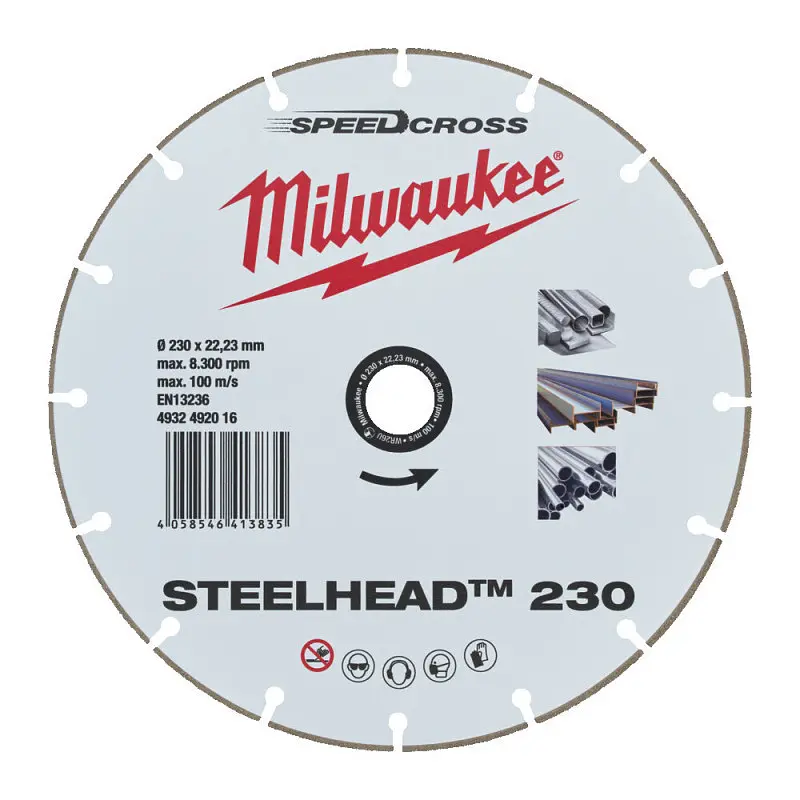 Диск алмазний Speedcross STEELHEAD 230 MILWAUKEE, діаметр 230мм, (метал, неіржавка сталь) - фото 2