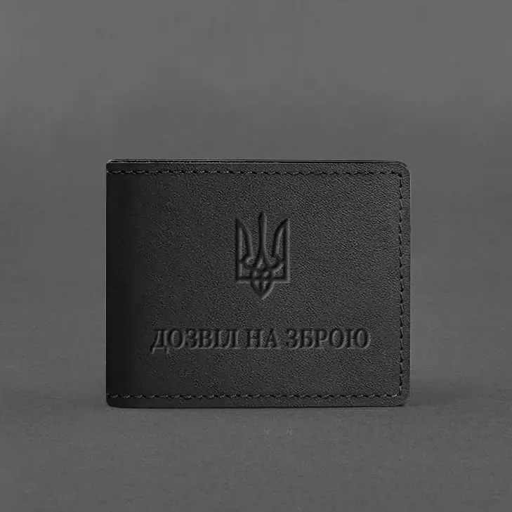 Шкіряна обкладинка для дозволу на зброю Чорна - фото 5