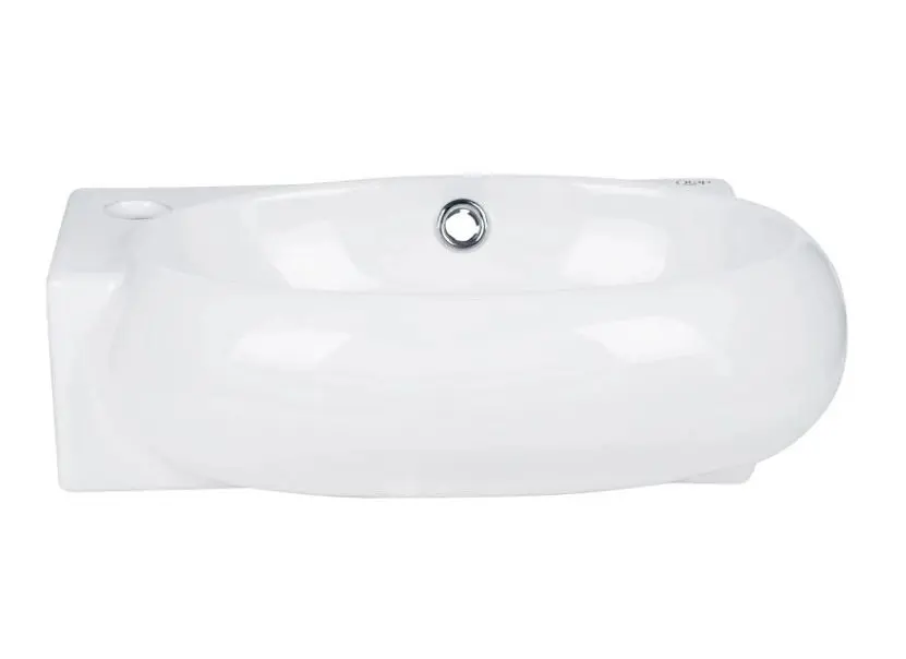 Комплект Qtap Leo: Раковина подвесная овальная левая 430x285x160 мм White + Донный клапан PU02O (QT11115011LWN47332) - фото 2