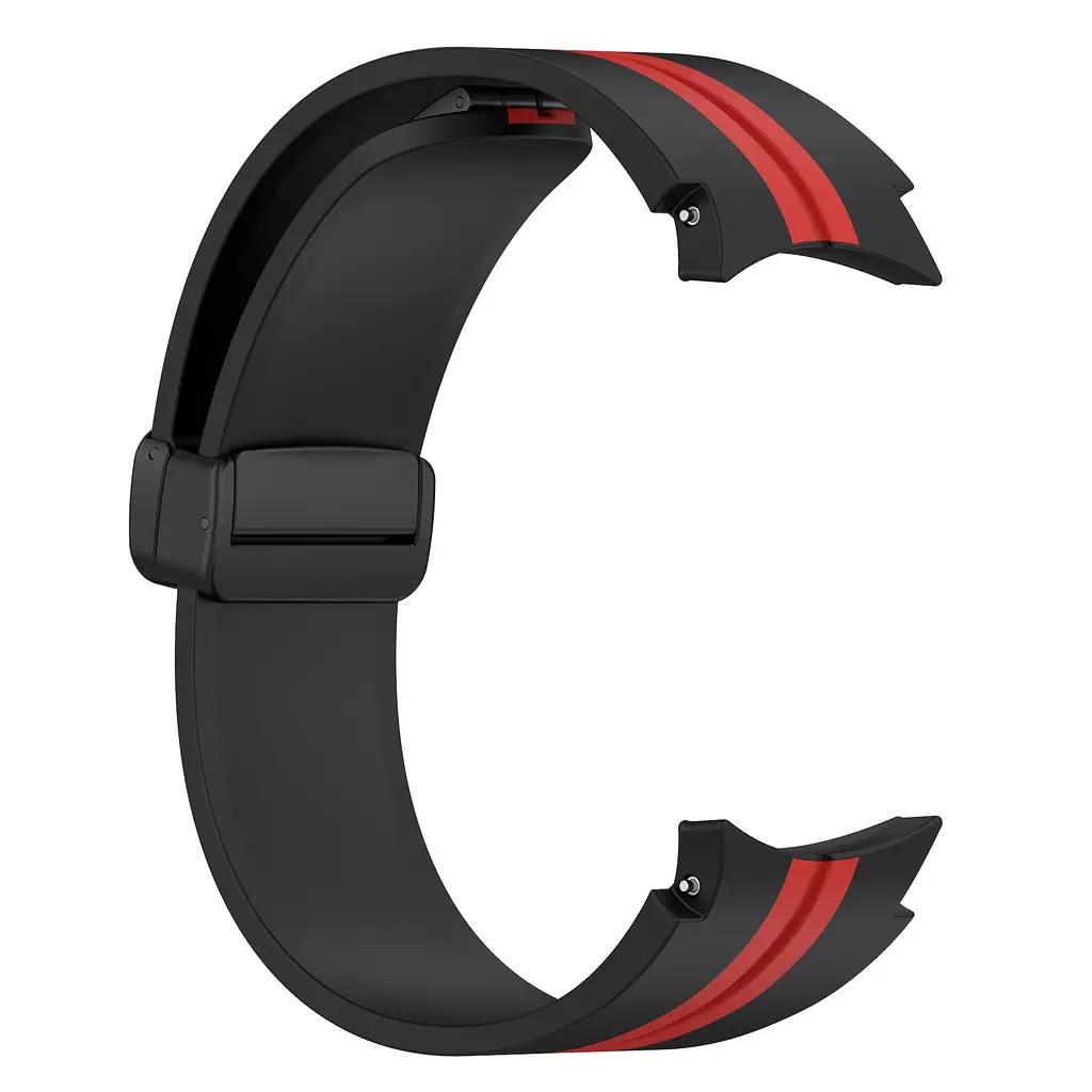 Ремешок для Samsung Galaxy Watch 6 40mm 6 44mm - черно-красный ширина крепления 20мм силикон Watchbands Cls-line-black (W36-2W432432) - фото 3
