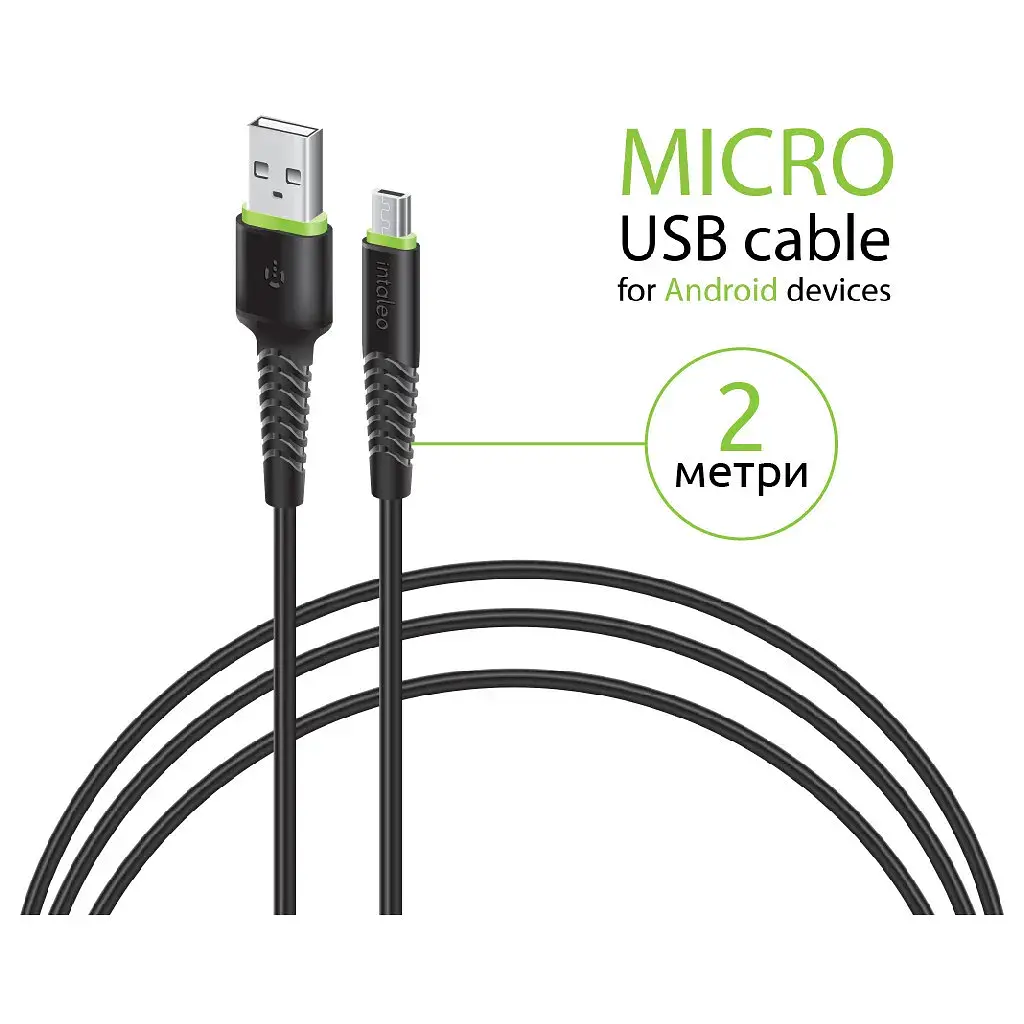 Дата кабель USB 2.0 AM to Micro 5P 2.0m CBFLEXM2 black Intaleo (1283126521430) - фото 3
