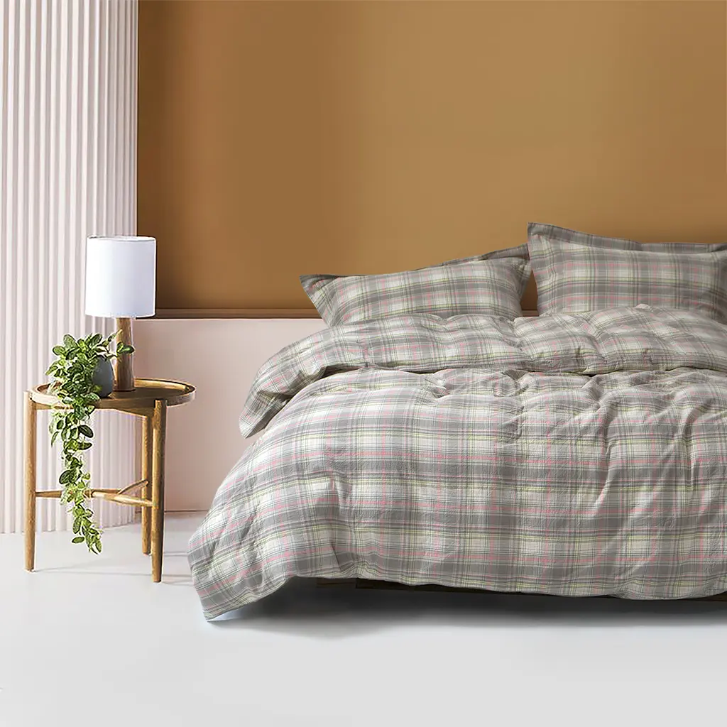 Постельное белье Lotus Home - Checked Madras серый евро - фото 2