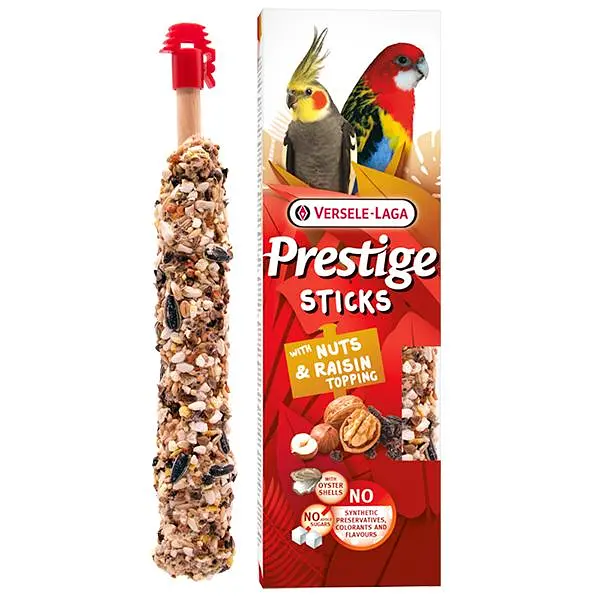 Ласощі для середніх і великих папуг Versele-Laga Prestige Sticks Верселе-Лага горіхи та родзинки (2 шт) 140 г (223574)