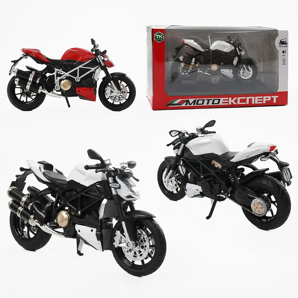 Колекційна масштабна модель мотоцикла TK Group Ducati Streetfighter S зі світлом, звуком та амортизацією 1:12 - фото 7