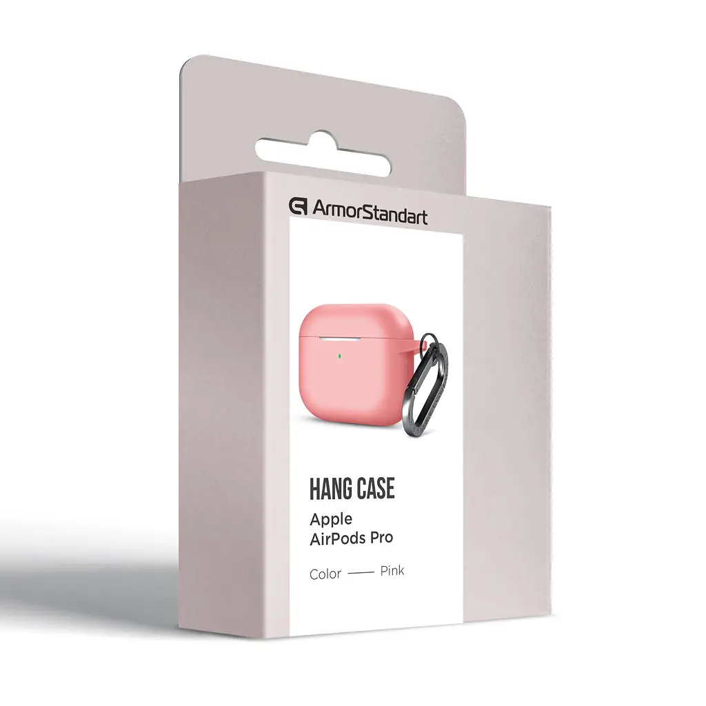 Силіконовий чохол для навушників Apple AirPods Pro, Hang Case, рожевий, ультратонкий захисний кейс товщиною 2 мм, захист від подряпин, пилу та ударів, компактний, з карабіном для кріплення, ArmorStandart (ARM56054) - фото 8
