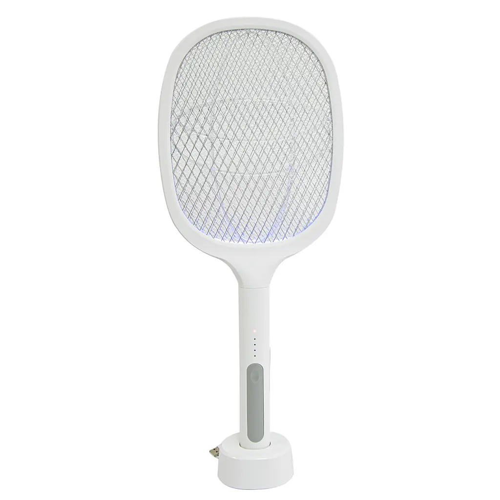 Электрическая мухобойка Multifunction Electric mosquito Swatter Белая, ракетка от комаров с док станцией (ST) - фото 2