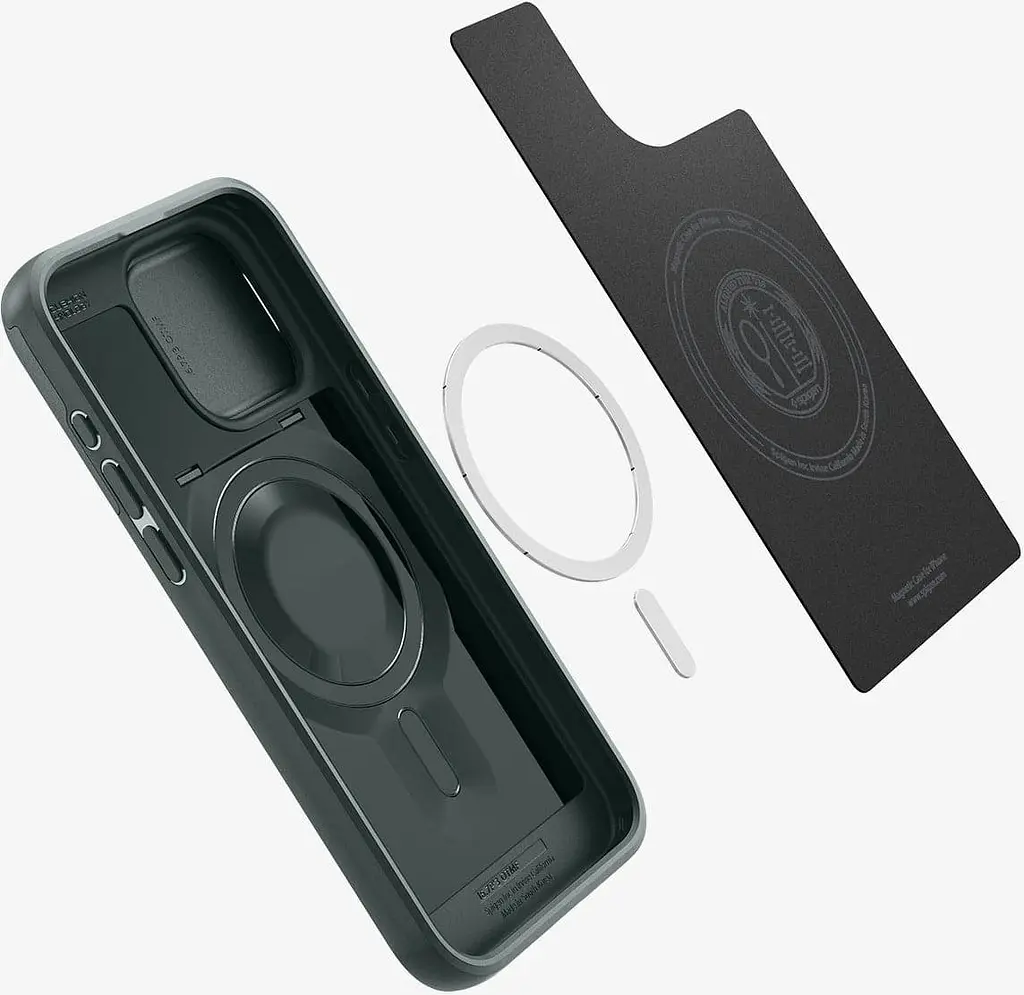 Чехол Spigen Optik Armor MagSafe для iPhone 15 Pro Abyss Green (ACS06739) + защитное стекло - фото 11