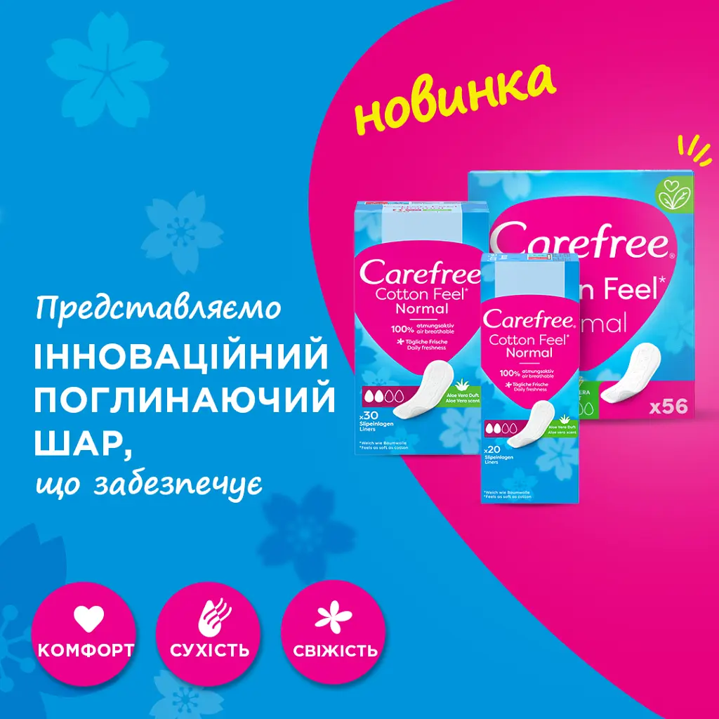 Щоденні прокладки Carefree Алое Вера 20 шт. (3574661064314/3574661565057/3574661486123) - фото 5