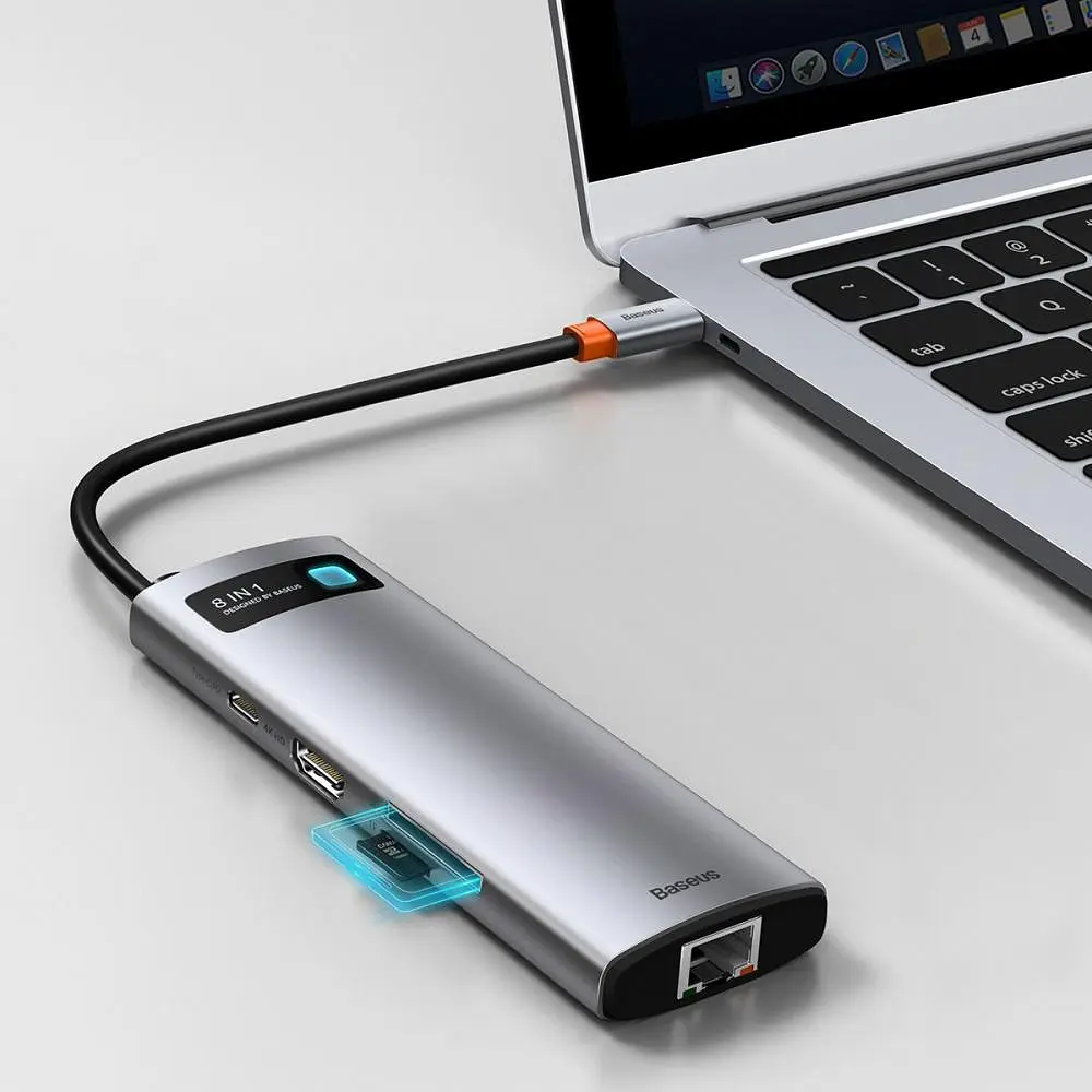 USB-Хаб Baseus USB-C Metal Gleam Series 8in1 Grey (CAHUB-CV0G) - фото 6