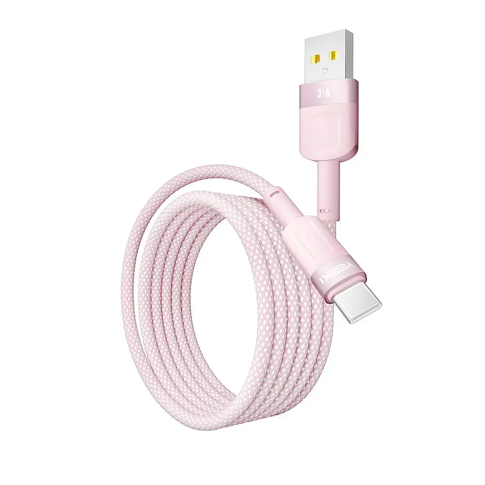 Кабель для заряджання та обміну даними USB Yoki YK-ST41 STYLE Series USB/Type C 60W 3A/20V 1.2 м Рожевий - фото 5