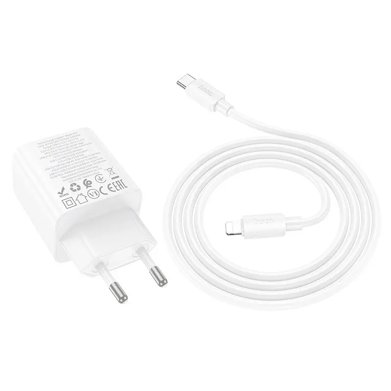 МЗП Hoco N55 Fundador PD20W four-port (2USB-A/2C) + кабель Type-C to Lightning White - фото 3
