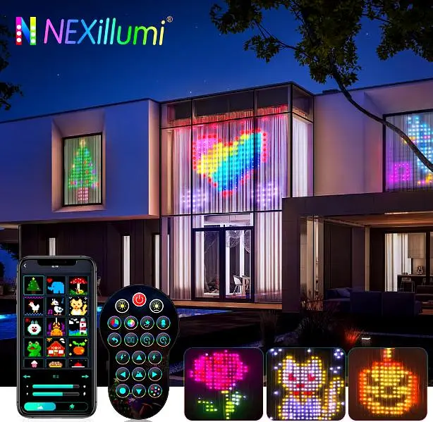 Гірлянда Штора від мережі 3х3 м 400LED RGB + пульт дистанційного керування, SF-1 / Розумна гірлянда з додатком на телефон - фото 4