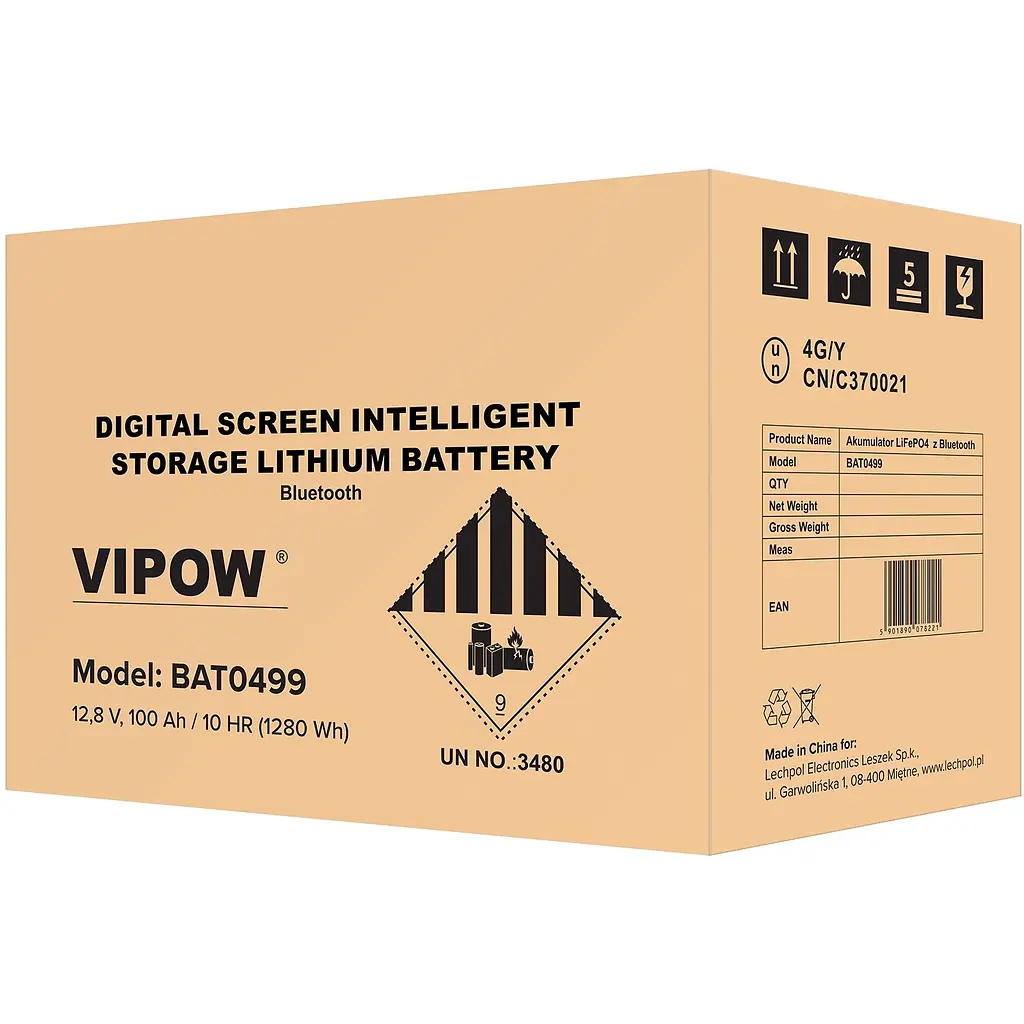 Акумулятор Mar-Pol Vipow LiFePO4 12.8В 100Ah 100А BMS 1280Wh Bluetooth - фото 2